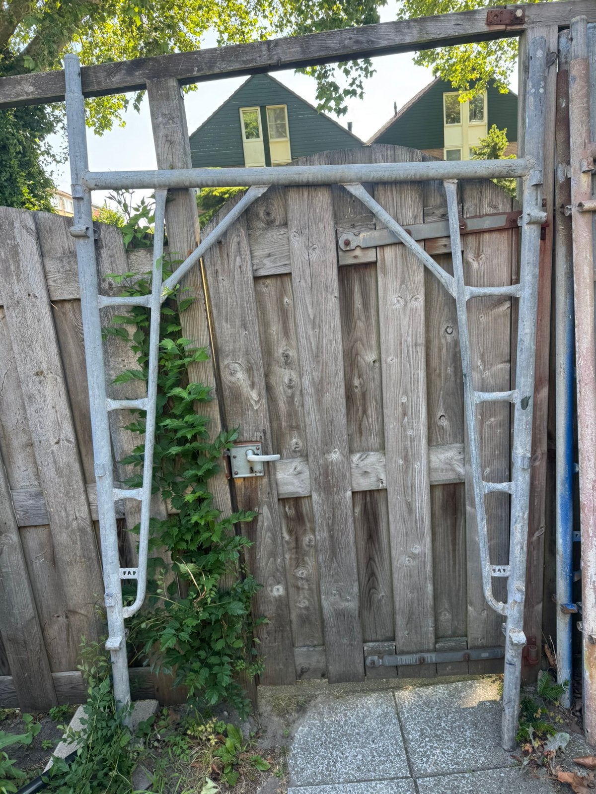 Stalen bouw steiger, Doe-het-zelf en Verbouw, Steigers, Ophalen, Gebruikt, Gevelsteiger, 5 meter of hoger