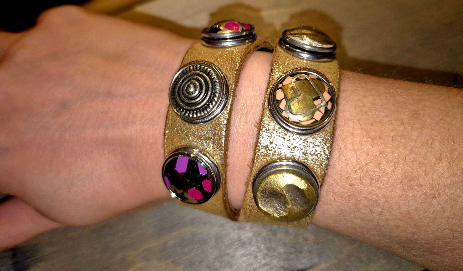 Noosa Amsterdam Chunks ArmbandLeer met Verwisselbare Chunks, Bruin, Leer, Ophalen of Verzenden, Zo goed als nieuw