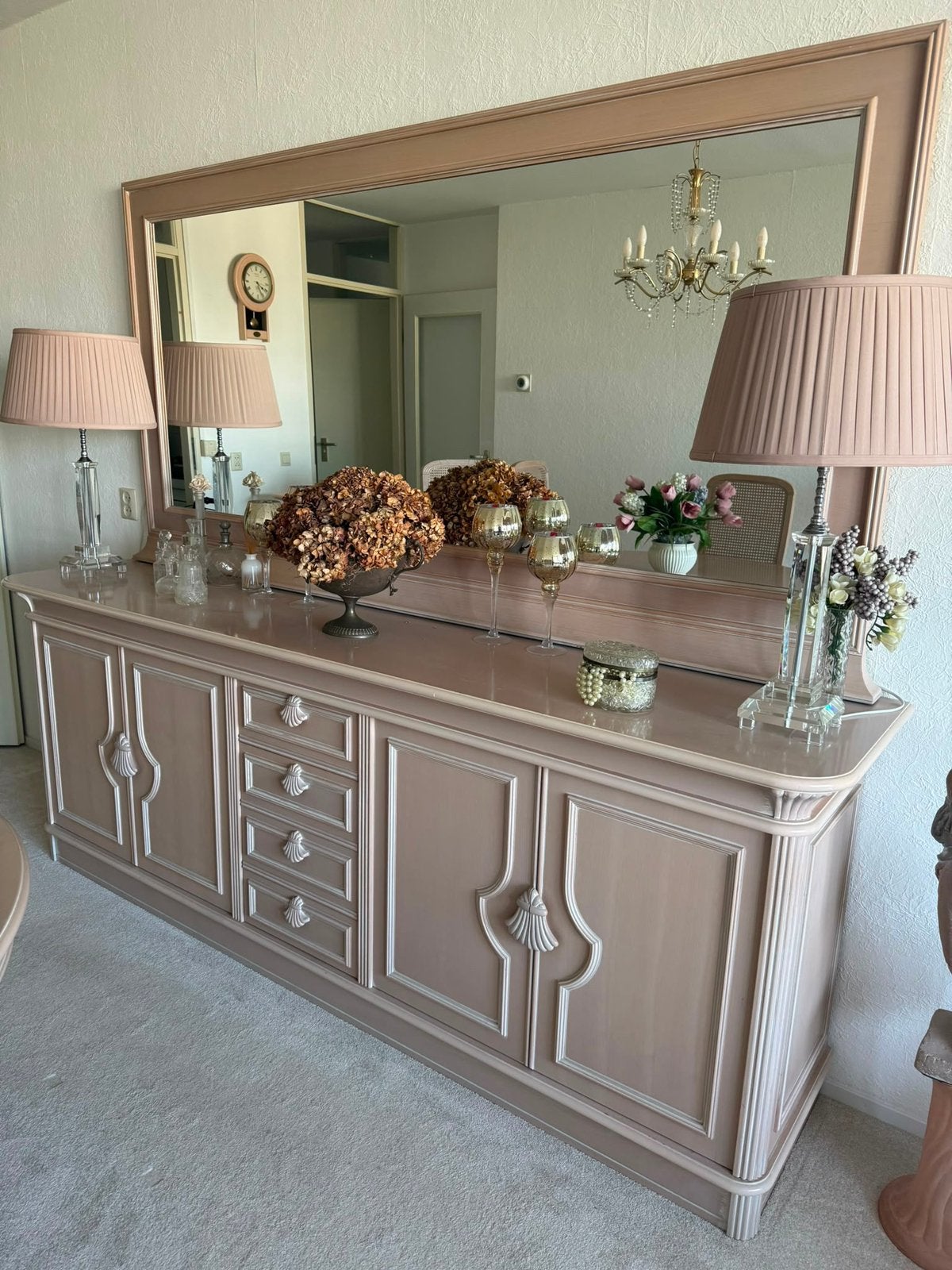 Dressoir / spiegel / eettafel met stoelen, Ophalen, Gebruikt, 25 tot 50 cm, 200 cm of meer
