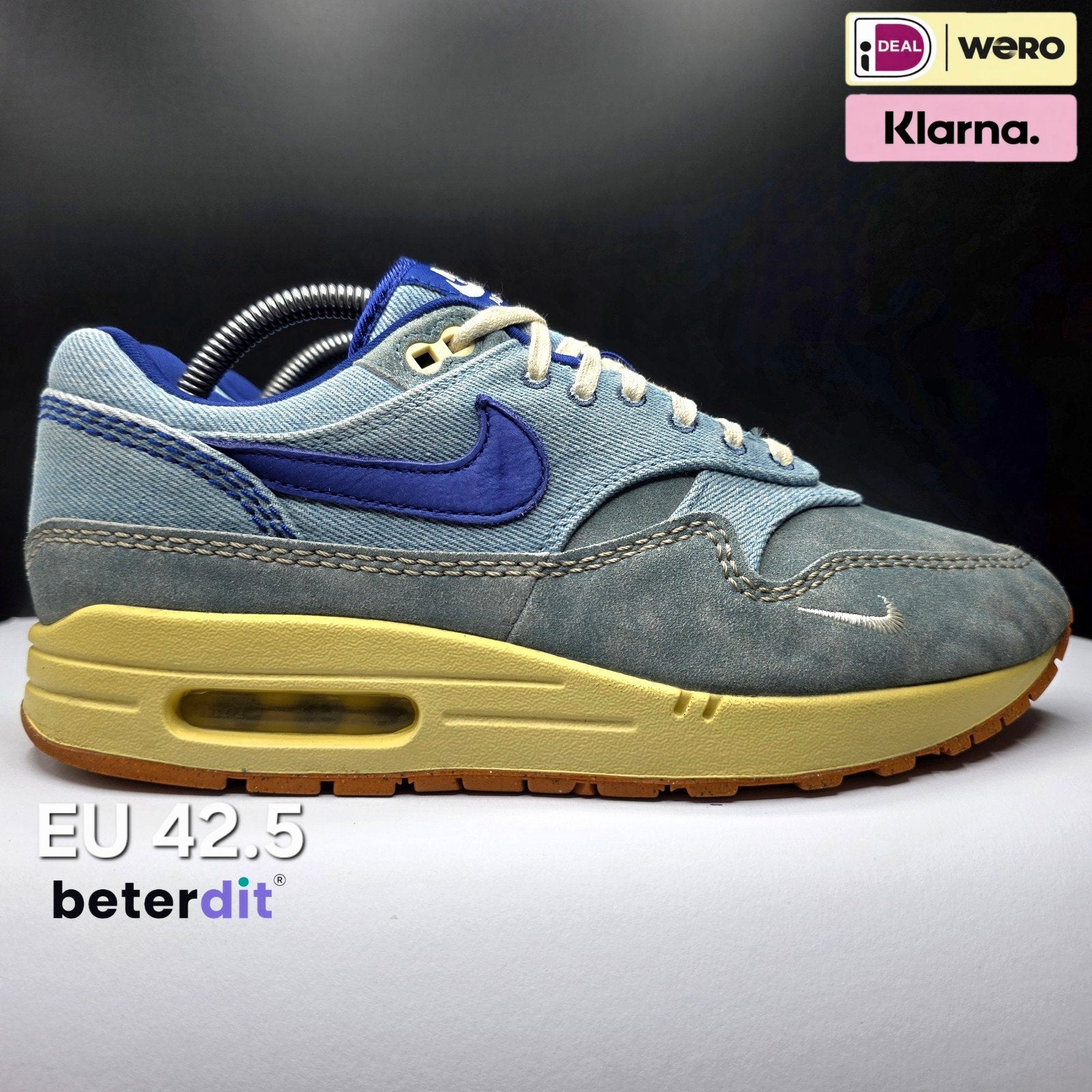Nike Air Max 1 Premium 'Dirty Denim' Maat: 42.5, Nike air max, Blauw, Ophalen of Verzenden, Nike