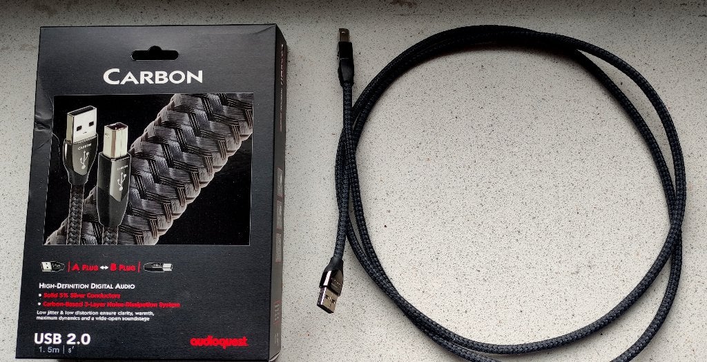 Audioquest Carbon USB A naar B, Audio, Tv en Foto, Audiokabels en Televisiekabels, Ophalen of Verzenden, Zo goed als nieuw, Minder dan 2 meter