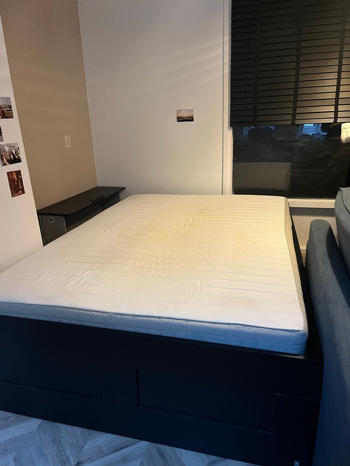 IKEA Malm bedframe 140x200 met matras, Ophalen, Gebruikt, Zwart, Tweepersoons