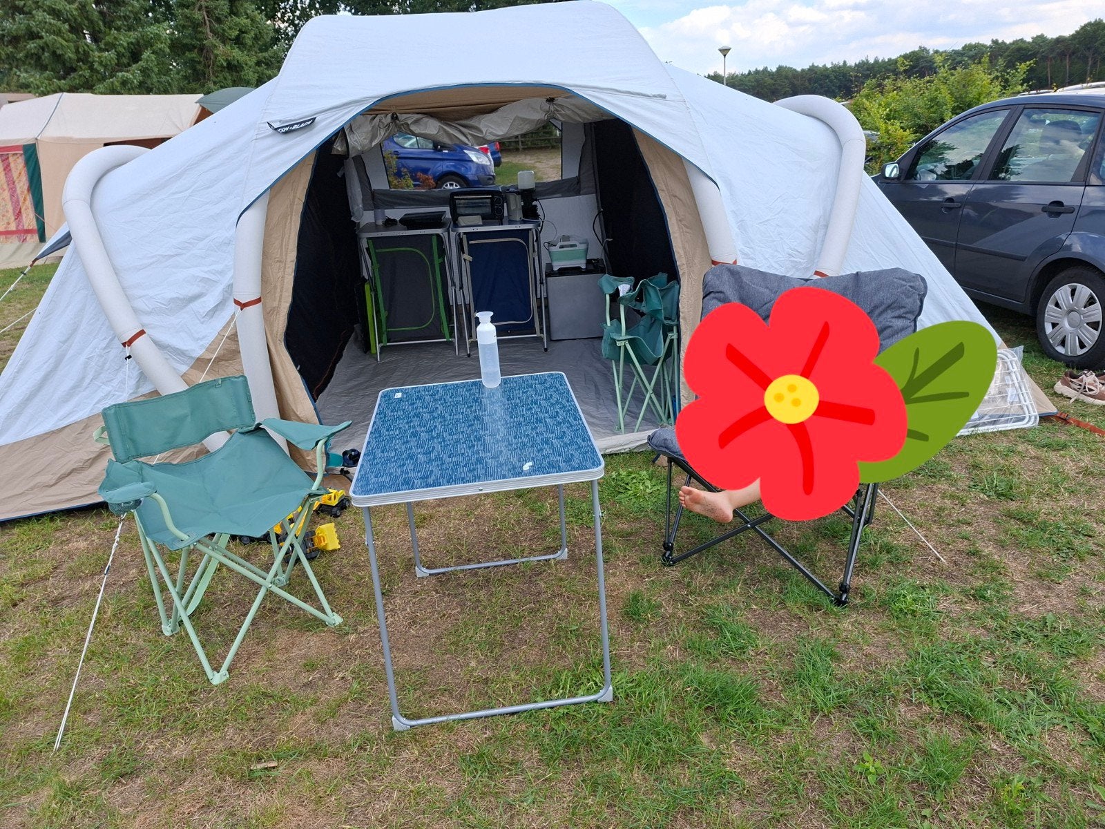Quechua air second 4.2 + air second base connect., Caravans en Kamperen, Ophalen, Zo goed als nieuw, Tot en met 4