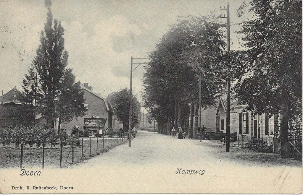 Doorn (Utr.) Kampweg, Volk, gelopen 1906, Ophalen of Verzenden, Voor 1920, Gelopen, Utrecht