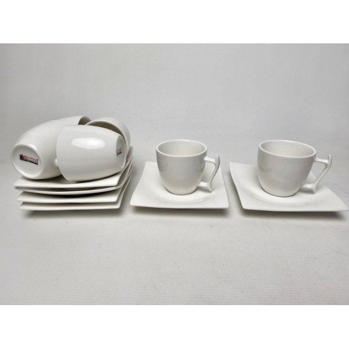 # Maxwell Williams 6 expresso kop en schotels wit, Gebruikt, Ophalen of Verzenden, Overige stijlen, Kop(pen) en/of Schotel(s)