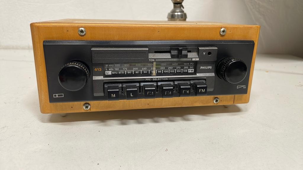 Goedwerkende Philips autoradio met oldtimer antenne, Ophalen of Verzenden, Gebruikt