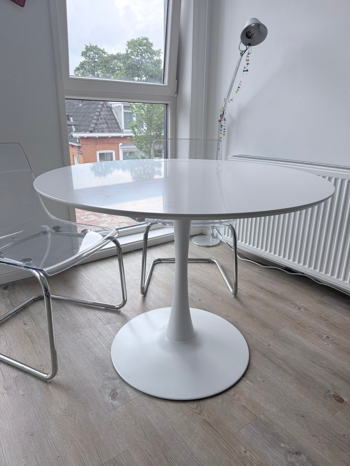 Ronde eettafel wit jysk, Ophalen, Rond, 100 tot 150 cm