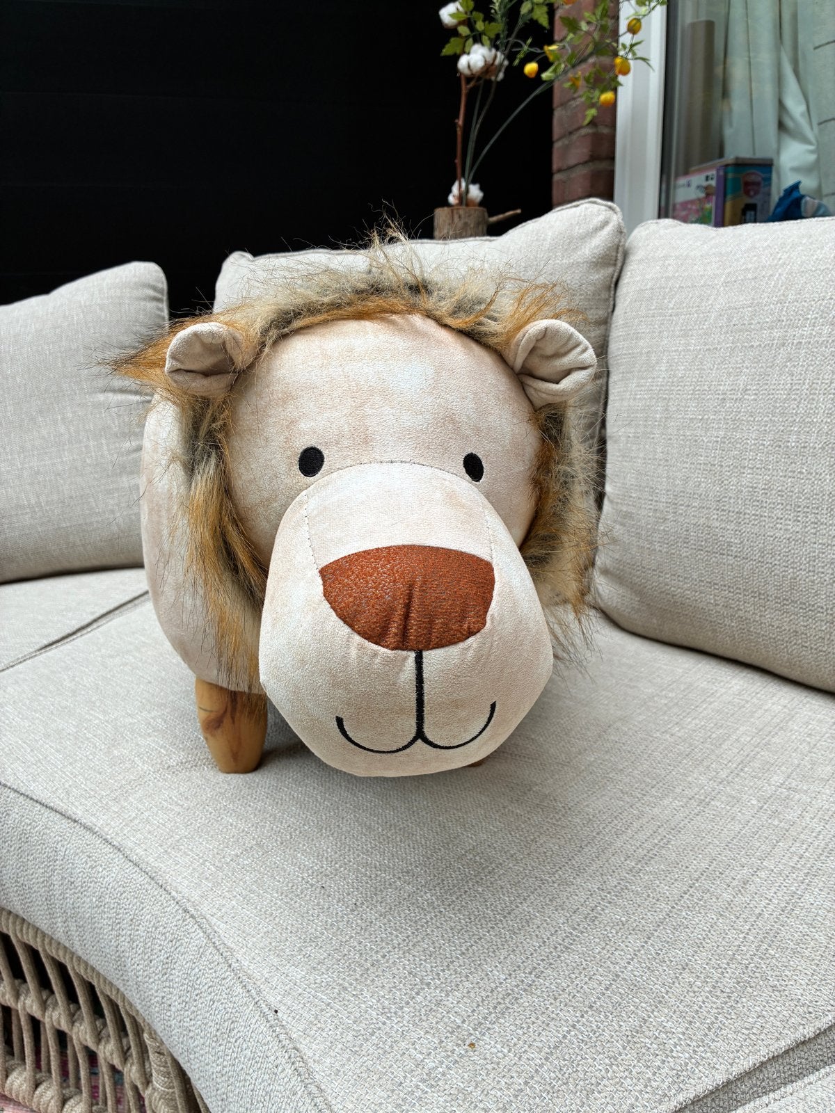 Leuke leeuwen poef/voetenbankje voor de kinderkamer, Ophalen of Verzenden, Zo goed als nieuw, Jongen of Meisje