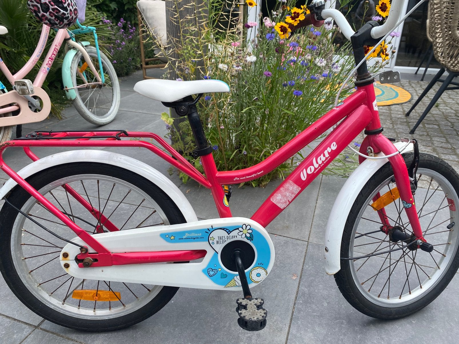 Kinderfiets Volare roze 18 inch, Ophalen, Gebruikt, 18 inch, Handrem