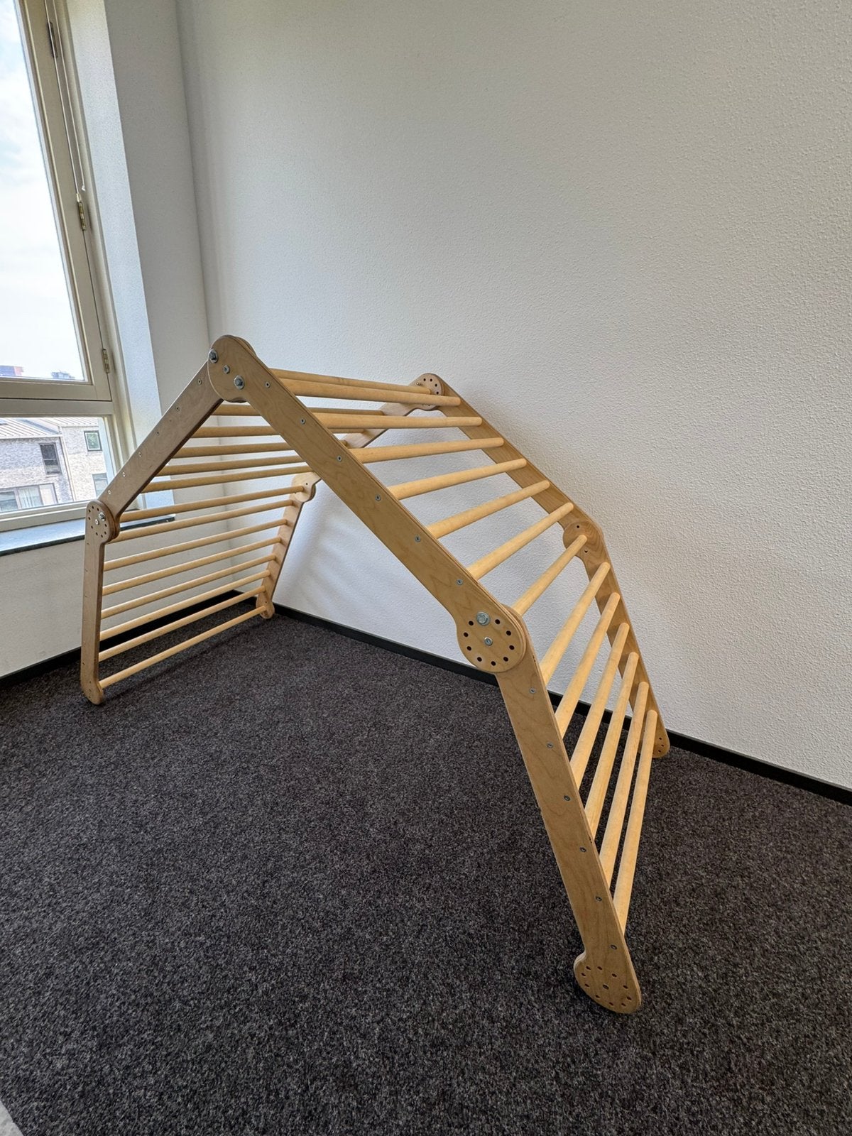 Klimrek, trapje glijbaan en touwladder. Verstelbaar, Ophalen, Zo goed als nieuw, Glijbaan