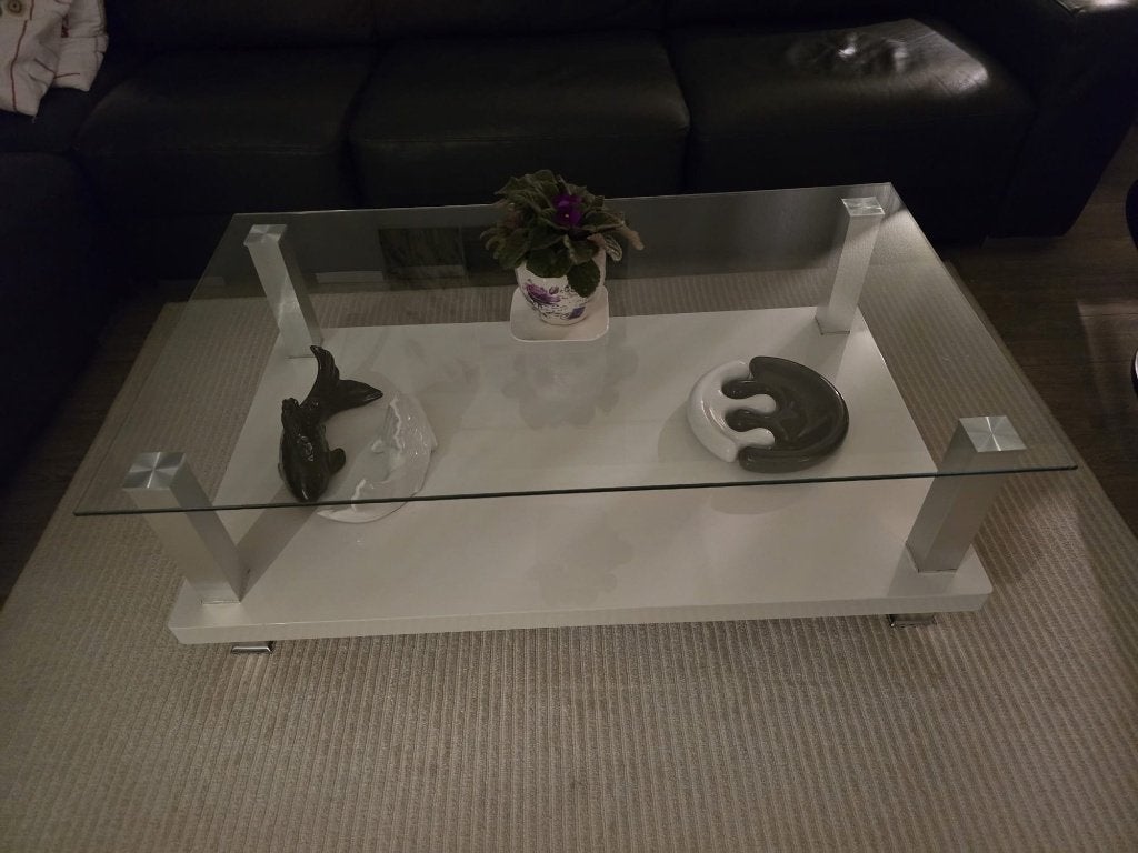Glazen salon tafel 120x70cm met lichte gebruikerssporen, Ophalen, Gebruikt, 100 tot 150 cm, 50 tot 100 cm