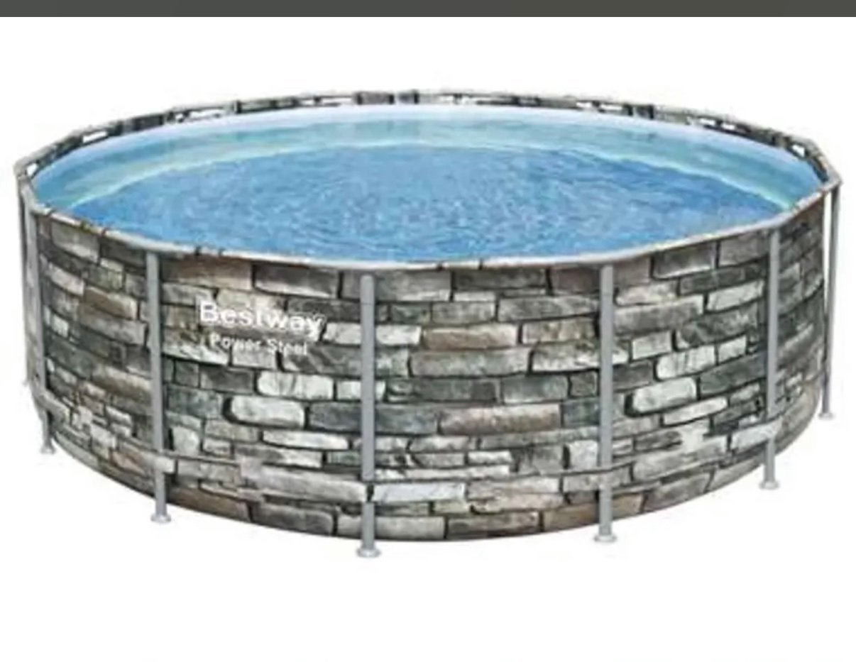 Bestway power steel zwembad rond 4.27 x 1.22 cm incl pomp, Rond, 300 cm of meer, Zo goed als nieuw, Ophalen