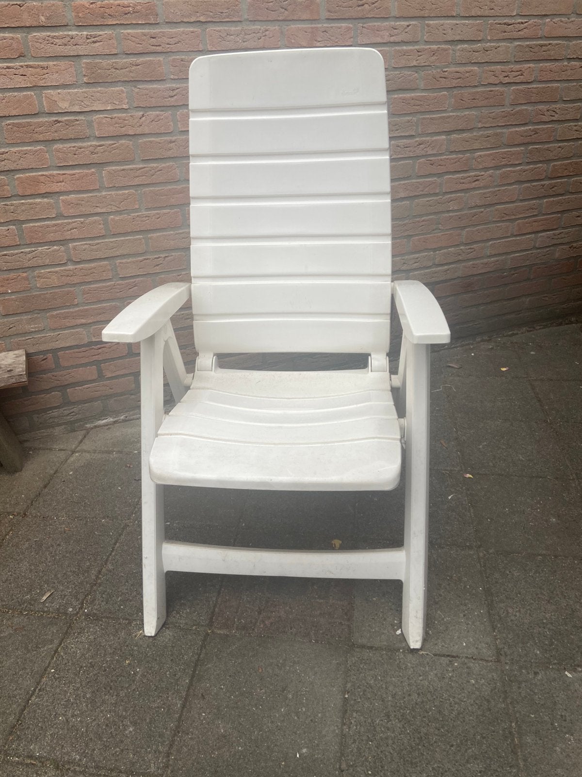 Witte hartman tuinstoelen set 4 verstelbaar, Ophalen, Zo goed als nieuw, Kunststof, Verstelbaar
