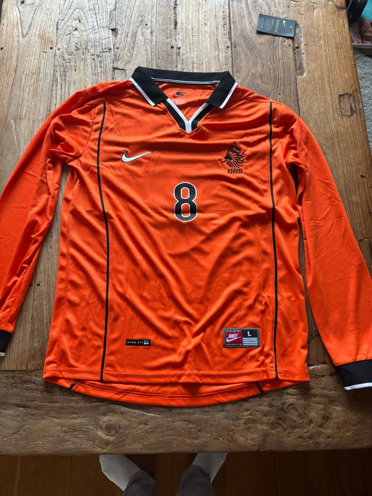 [BIEDEN] Origineel Bergkamp WK 1998 shirt lange mouwen -  L., Maat L, Verzenden, Zo goed als nieuw, Shirt