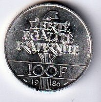 100  francs  1986  Frankrijk. km. 960   unc, Ophalen of Verzenden, Frankrijk, Losse munt, Zilver