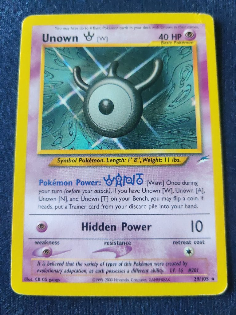 Unown W - Neo Destiny 29/105 - Excellent, Ophalen of Verzenden, Nieuw