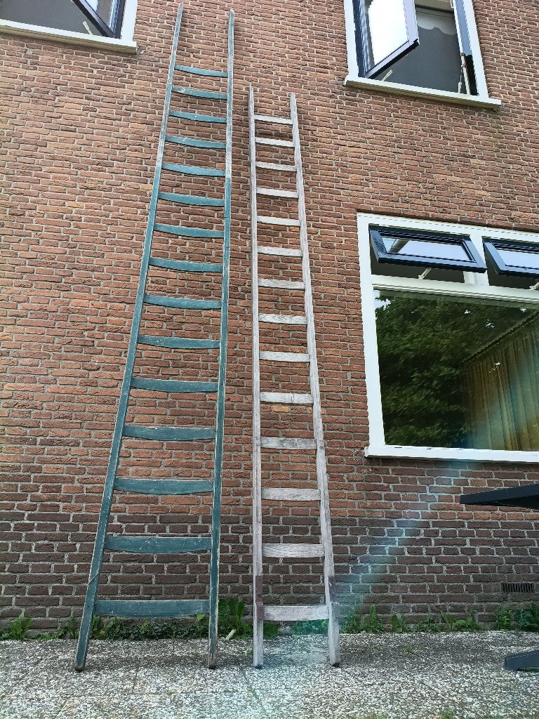 Ladder (alleen groene ladder nog te koop), Doe-het-zelf en Verbouw, Ophalen, Gebruikt, Ladder, 4 meter of meer