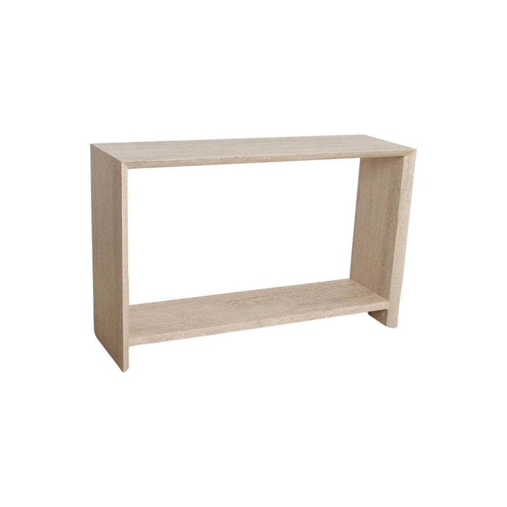 travertin console 45 graden, Huis en Inrichting, Tafels | Sidetables, Ophalen, Overige materialen, 100 tot 150 cm, Zo goed als nieuw