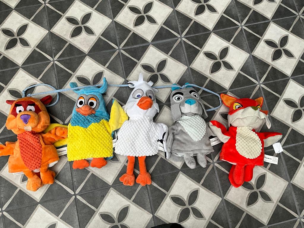 5 handpoppen van de Fabeltjeskrant, 5 handpoppen van de Fabeltjeskrant, Ophalen of Verzenden, Zo goed als nieuw, Foto of Kaart