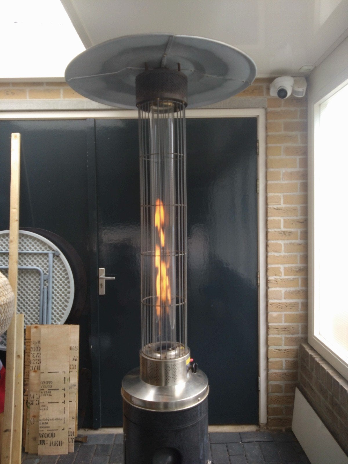 Terrasheater glazen buis, Ophalen, Gebruikt, Gas, Vloer