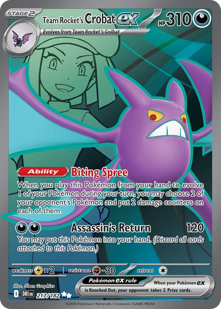 Team Rocket's Crobat ex 217 - Destined Rivals Pokémonkaart, Ophalen, Zo goed als nieuw