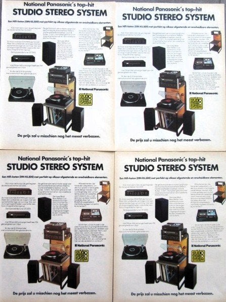 6 vintage advertenties reclames Panasonic 1976 audio HiFi, Ophalen of Verzenden, Gebruikt, Overige typen