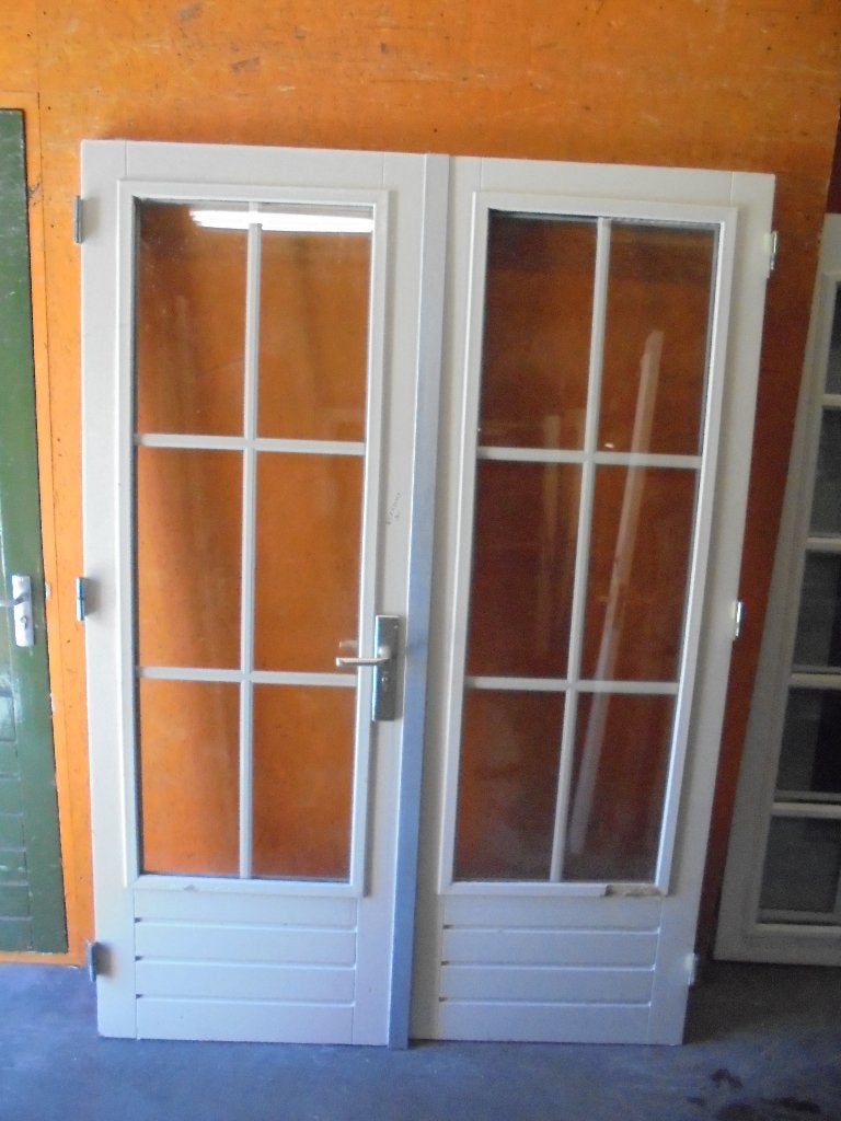 Openslaande tuindeuren dubbelglas, 147 x 211,5 (nr. PU180A), Ophalen, 120 cm of meer, 200 tot 215 cm, Glas