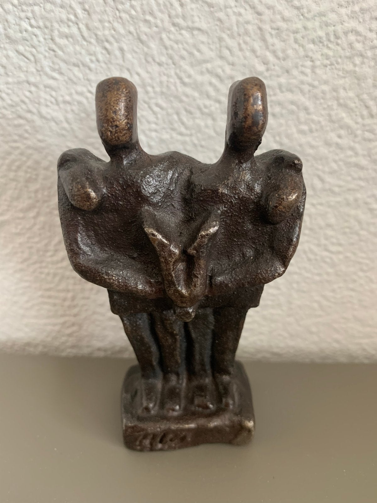 Bronzen beeldje 'Kameraden' van Rein Mulder, Groep mensen, Minder dan 20 cm, Ophalen of Verzenden, Beeld