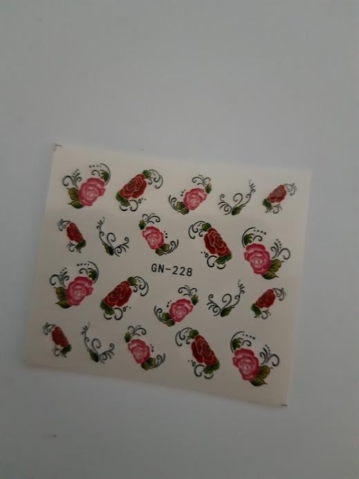 Velletje nagel water decals stickers GN-228 bloemen rozerood, Verzenden, Nieuw, Handen en Nagels, Toebehoren