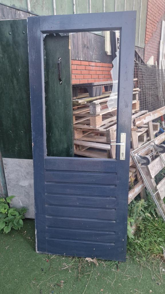 Buitendeur stomp 201,5 x 83, Ophalen, Gebruikt, 200 tot 215 cm, Glas