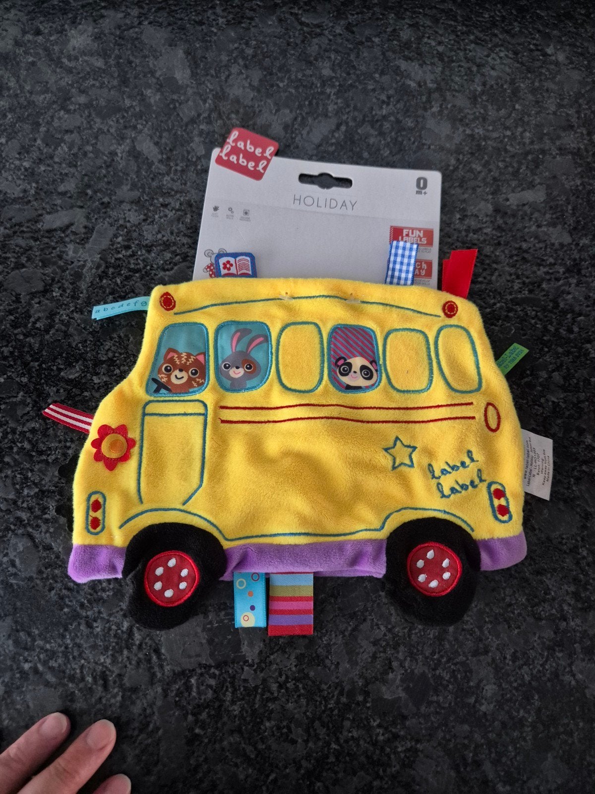 Label Label - Knuffeldoekje gele Bus Holiday/ Vakantie, Ophalen of Verzenden, Overige typen