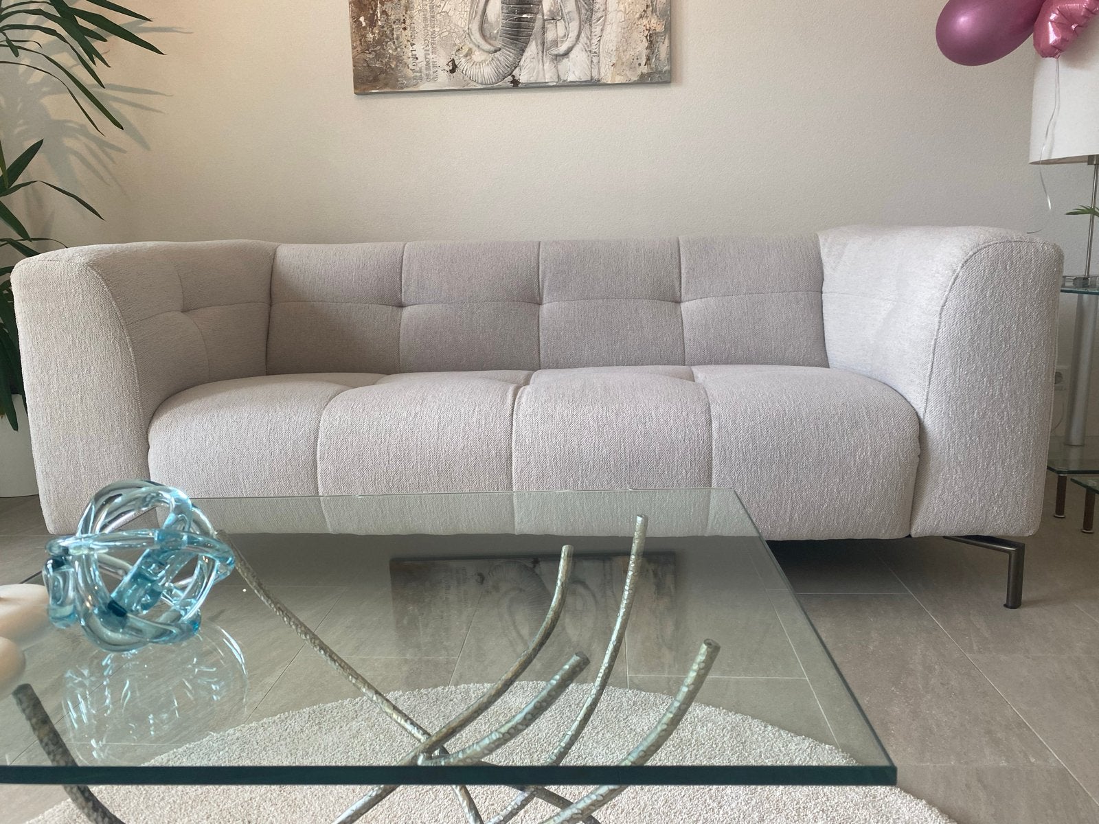 Monte bank, 2,5 beige/greige, stijlvol met hoog zitcomfort., Ophalen, Driepersoons, 75 tot 100 cm, Zo goed als nieuw