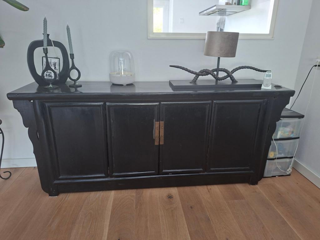 Aziatisch dressior, black laquer, koperen handgrepen., Ophalen, Minder dan 25 cm, Minder dan 50 cm