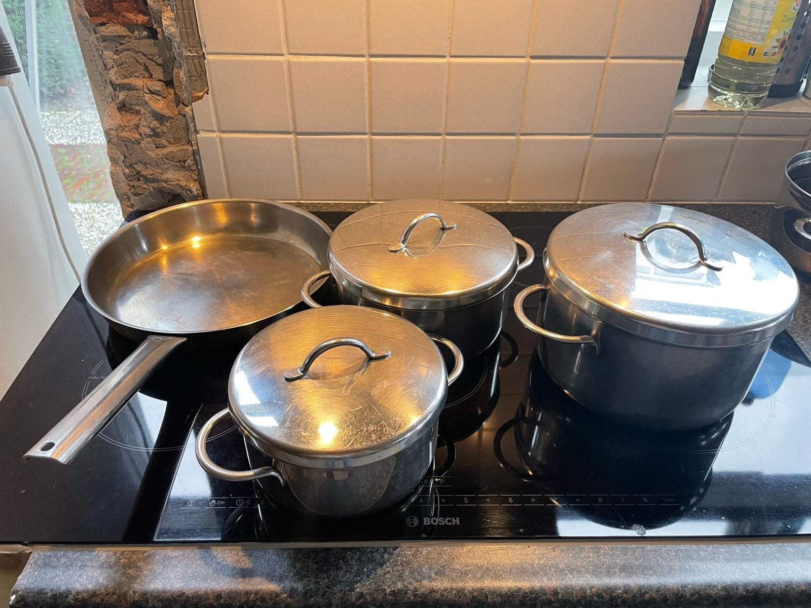 SIGG CALOTHERM Pannenset - RVS pannen met deksels, Gebruikt, Pannenset, Ophalen of Verzenden, Rvs