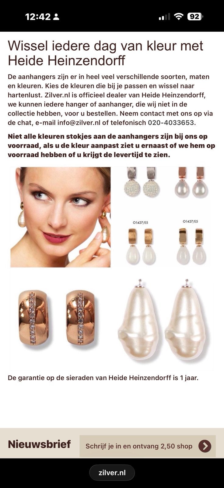 Heide Heinzendorff hangers echt zilver zie foto, Met kristal, Gebruikt, Overige kleuren, Ophalen of Verzenden