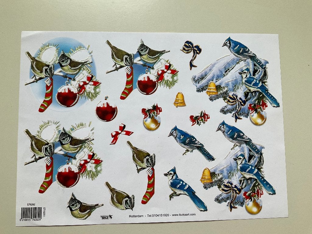 kaarten maken - 3D knipvel - vogels winter, Ophalen of Verzenden, Zo goed als nieuw, Knipvel
