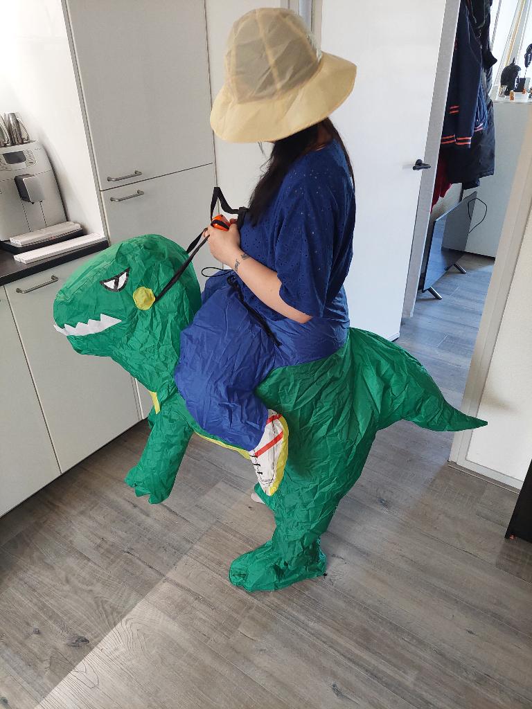 Carnavalspak opblaasbaar dinopak voor tieners/volwassen M, Ophalen of Verzenden, Zo goed als nieuw, 170 of groter, Jongen of Meisje
