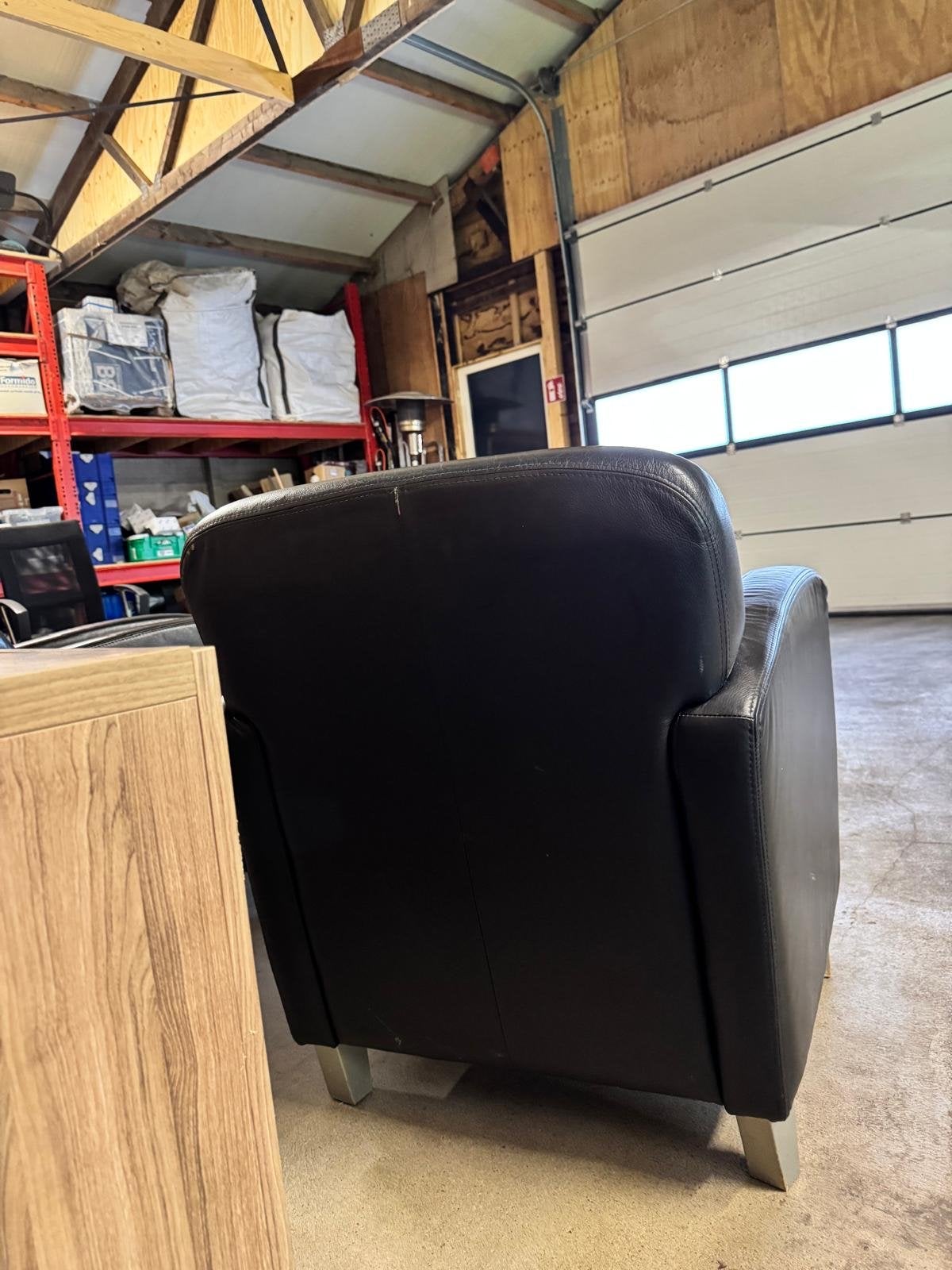 2 Montel fauteuils zwart leer - Gebruikt, Ophalen, Gebruikt, Minder dan 75 cm, Leer