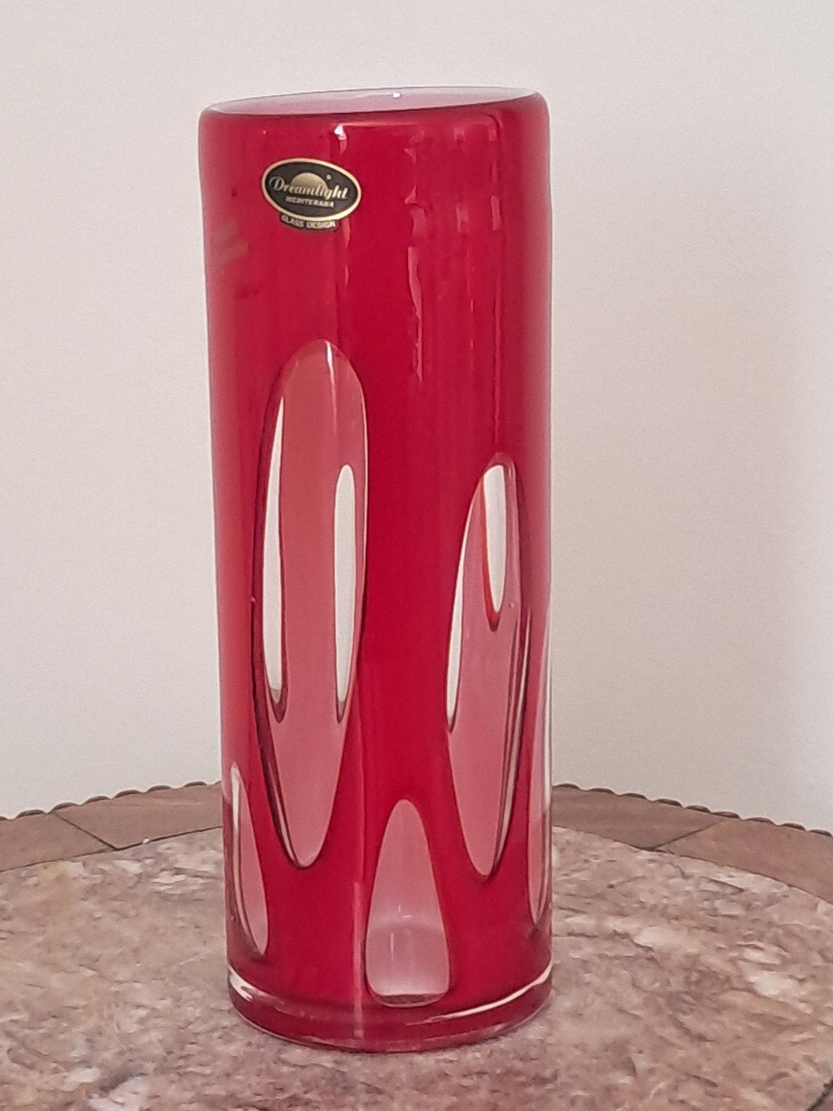 Unica rood/ wit met helderglazen design  vaas DREAMLIGHTS, Ophalen of Verzenden