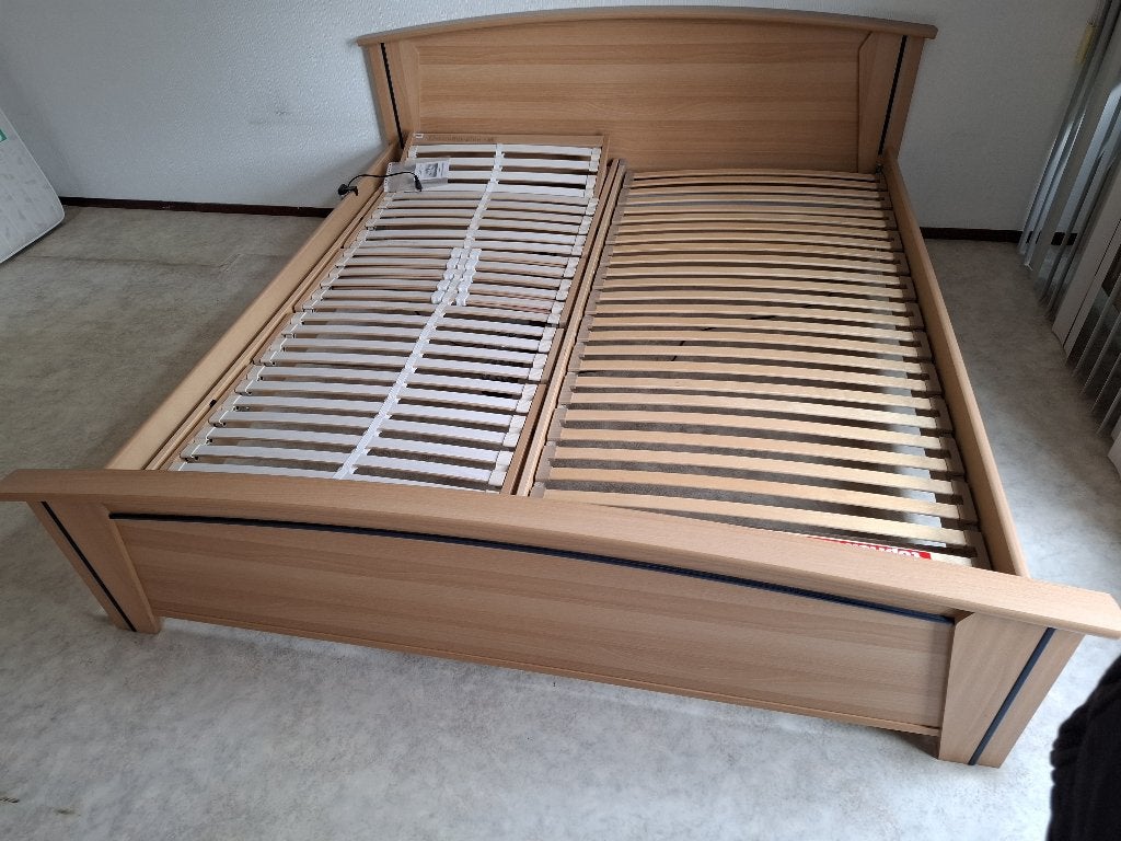 2 Persoonsbed (licht eiken fineer), Ophalen, Overige materialen, Overige kleuren, 210 cm
