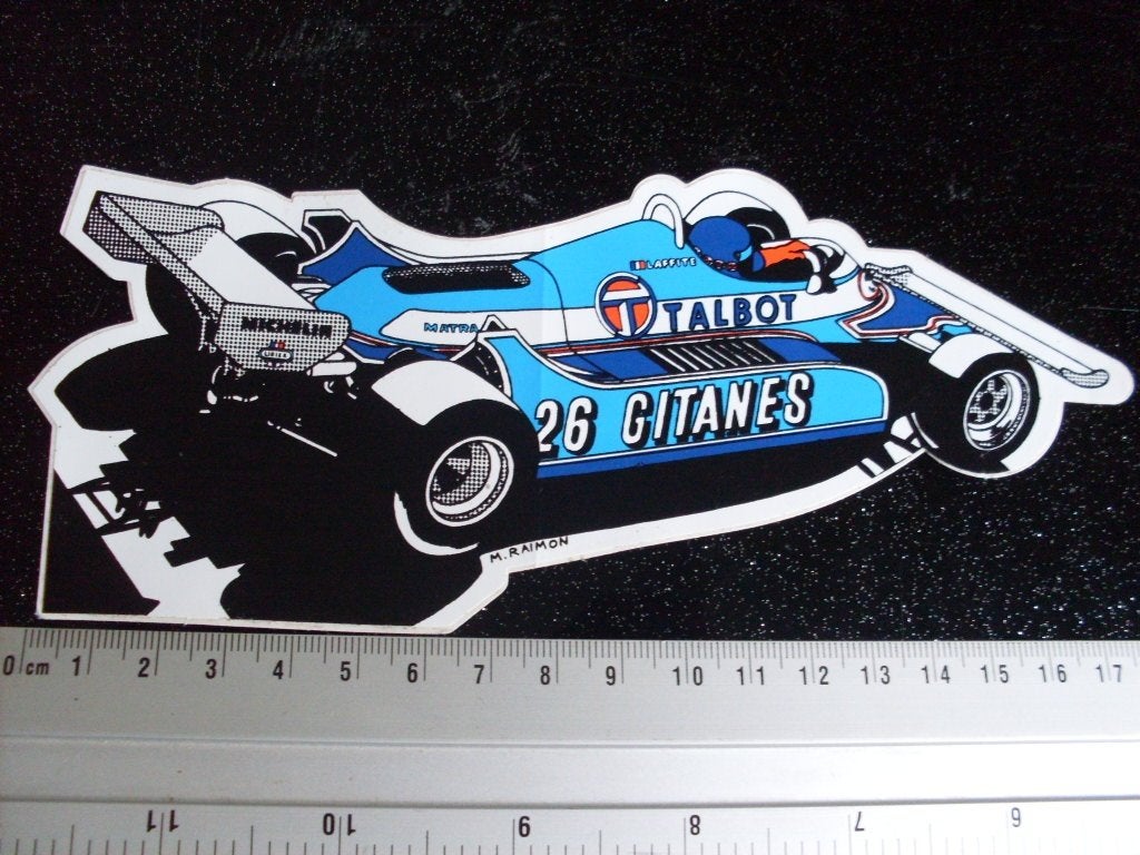 sticker Laffite talbot 26 gitanes M. Raimon formule1 f1 gp, Verzamelen, Verzenden, Zo goed als nieuw, Auto of Motor