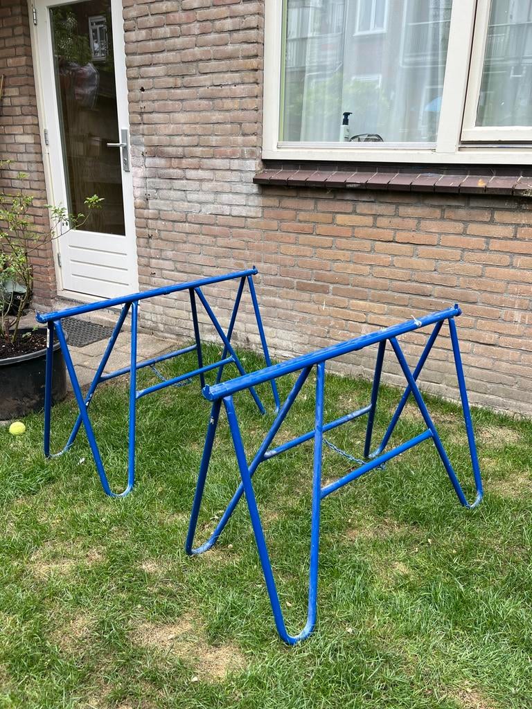 Mooie blauwe klapschragen industrieel, Doe-het-zelf en Verbouw, Steigers, Ophalen, Zo goed als nieuw, Overige typen, Minder dan 2 meter
