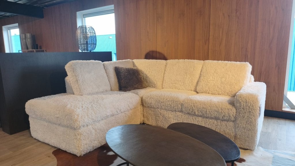 Hoekbank Fenna 2-zits met longchair - Showroommodel, Ophalen, Hoekbank, Driepersoons, Zo goed als nieuw