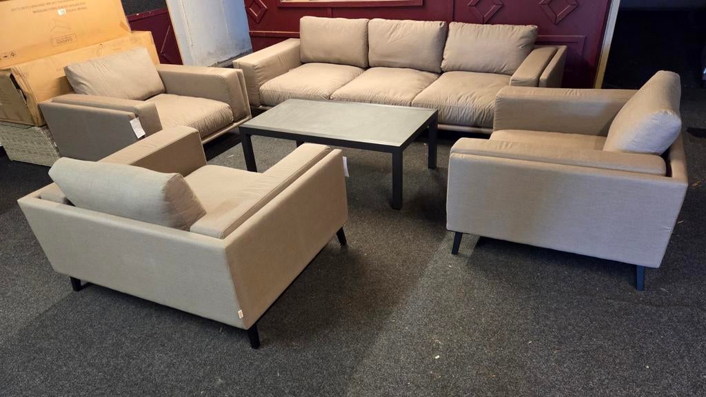 XXL ALL WEATHER LOUNGESET MET SUNBRELLA STOF TAUPE, Ophalen, Nieuw