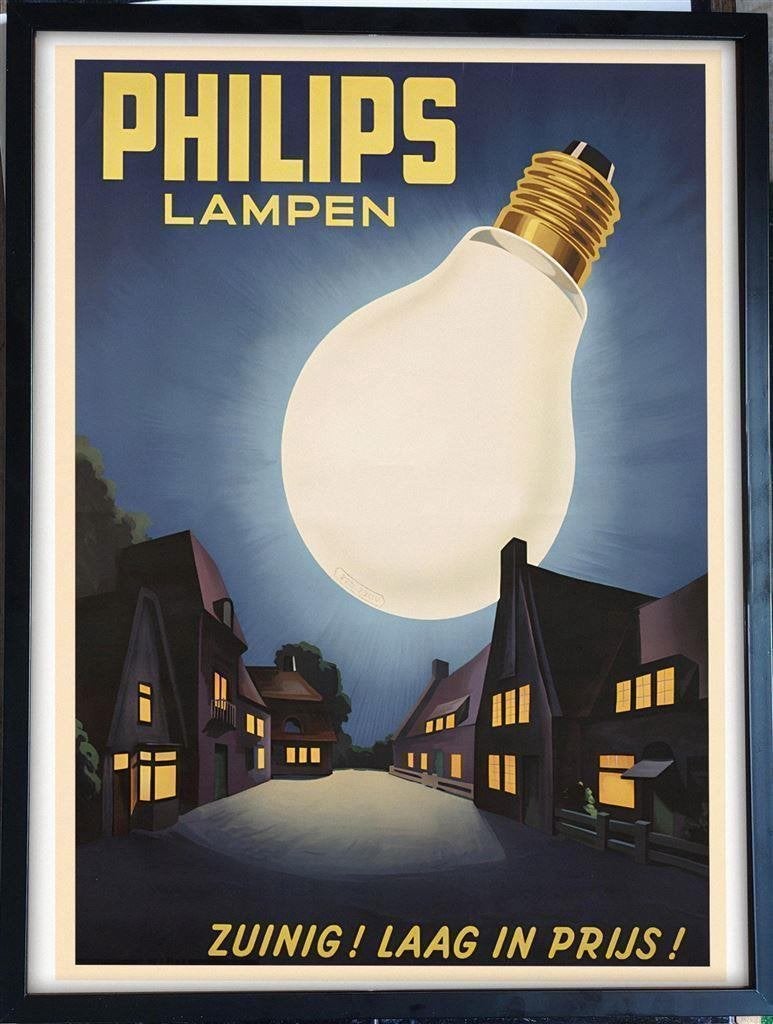 [Poster in Frame] PHILIPS Gloeilmapen Reclame, Verzamelen, Posters, Verzenden, Nieuw, A1 t/m A3, Film en Tv