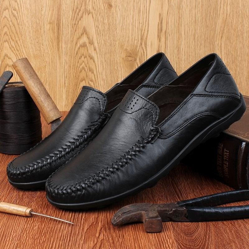 Zwarte heren loafers leren instappers mannen nette mocassins, Verzenden, Nieuw, Zwart, Loafers