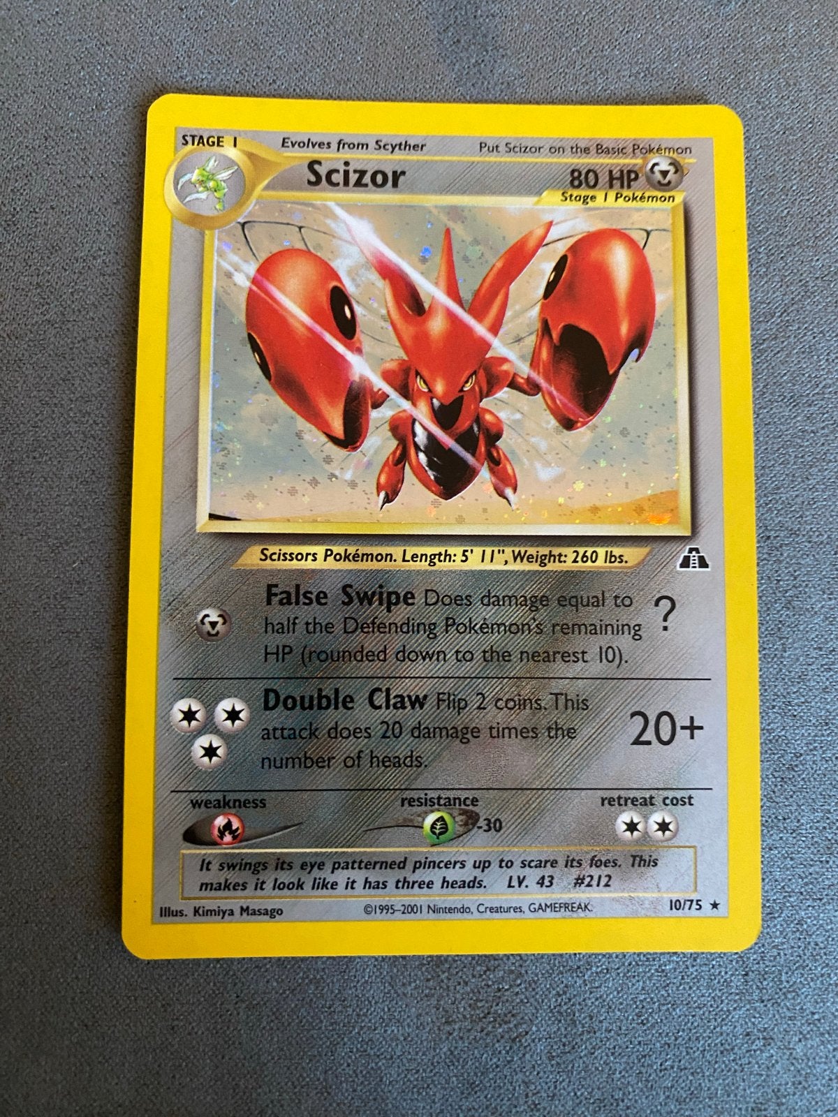 Pokémon Scizor 10/75 Neo Discovery Holo, Ophalen of Verzenden, Gebruikt, Losse kaart, Foil