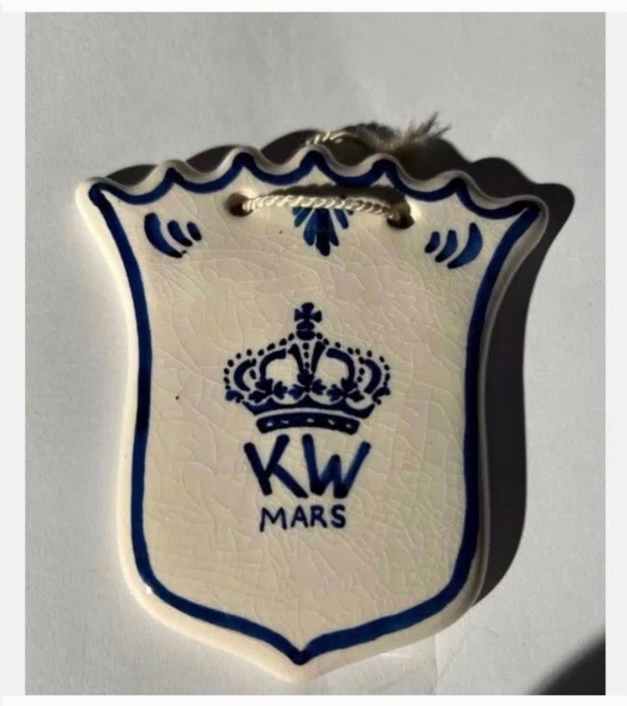 Delfts Blauw Wandbordje KW Mars Handgeschilderd, Antiek en Kunst, Ophalen of Verzenden
