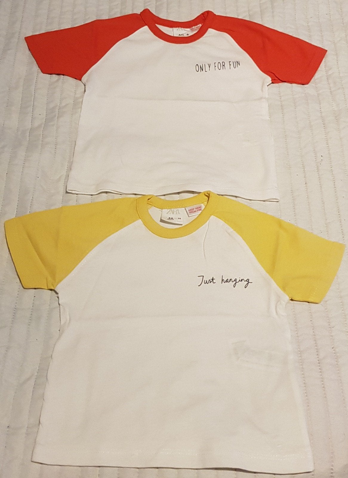 2 x zara t-shirt babykleding maat 74 80 tshirt tekst shirtje, Kinderen en Baby's, Babykleding | Maat 74, Verzenden, Zo goed als nieuw