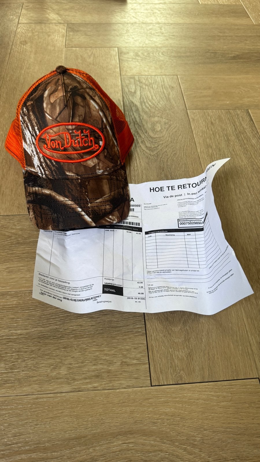 Von Dutch Trucker Cap Camouflage Oranje, Ophalen of Verzenden, Nieuw, One size fits all, Pet